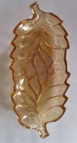 Iridescent Amber Glass Decorative Dish