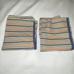 Ralph Lauren Vintage Striped Standard Pillow Cases Set  Blue Tan Red