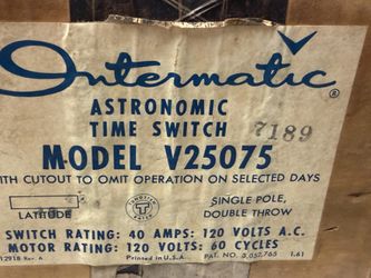 Intermatic Astronomic Time Switch (Model V25075).