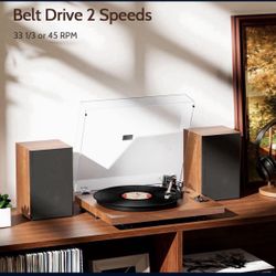 1 by ONE Bluetooth Turntable HiFi System with 36 Watt Bookshelf Speakers,