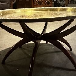 Brass and Mahogany Tray Top Table