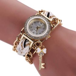 Beautiful white and gold watch/bracelet and charms or black and gold new