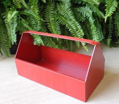 Chippy Red Metal Farmhouse Caddie Crate Box or Planter