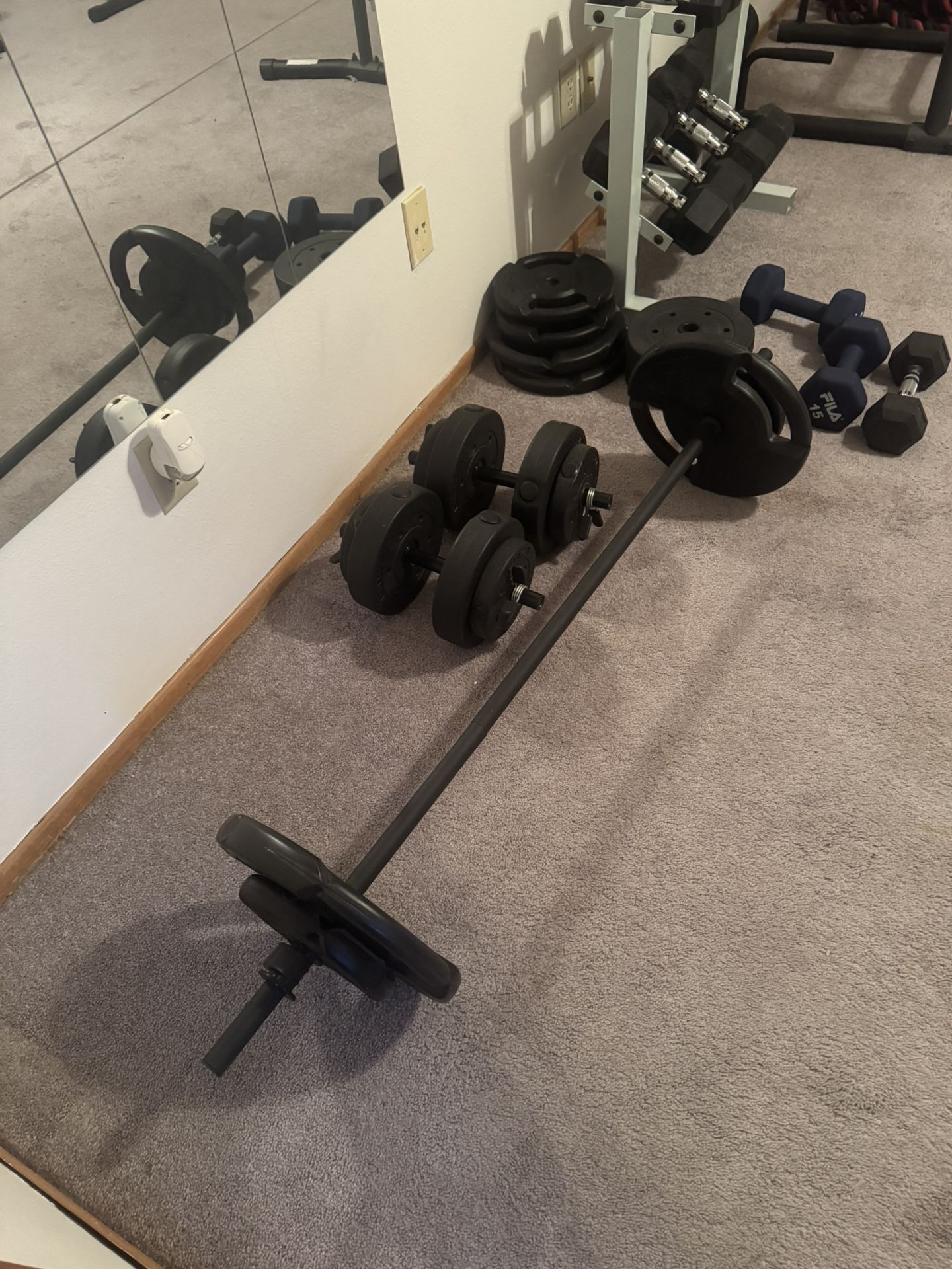 Dumbbells And Bar Set