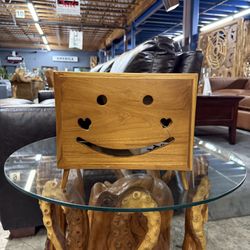 Solid Wood Tissue Box - Smiley Face 