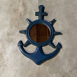 Small anchor with mirror in the middle navy blue