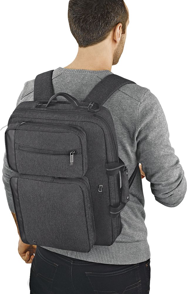 solo NY Convertible Laptop Computer Briefcase Backpack Travel Bag Gray