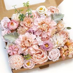 Artificial flower box set , Pink flowers With Stems for DIY