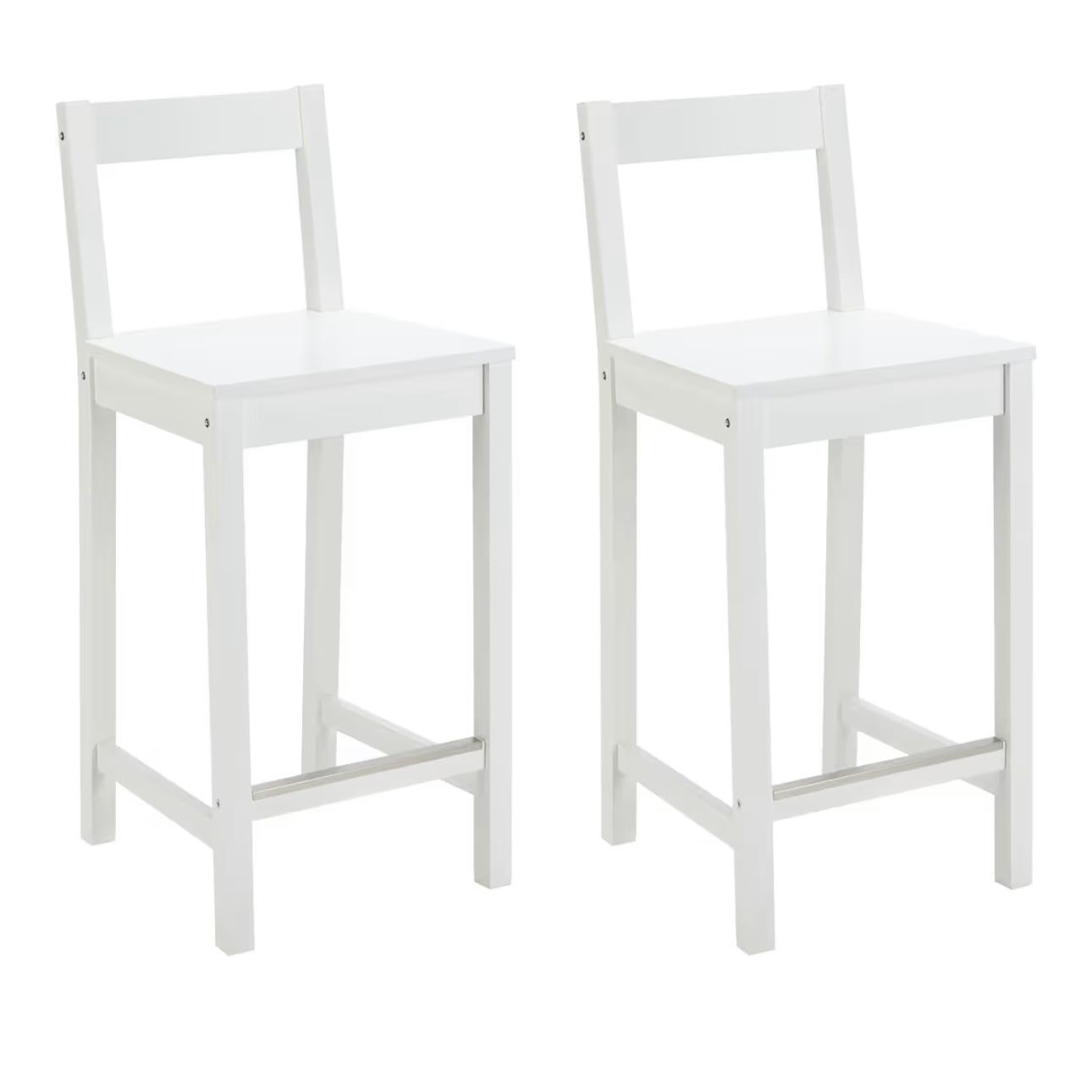 Bar Stool with Backrest White Set of 2 bar stools