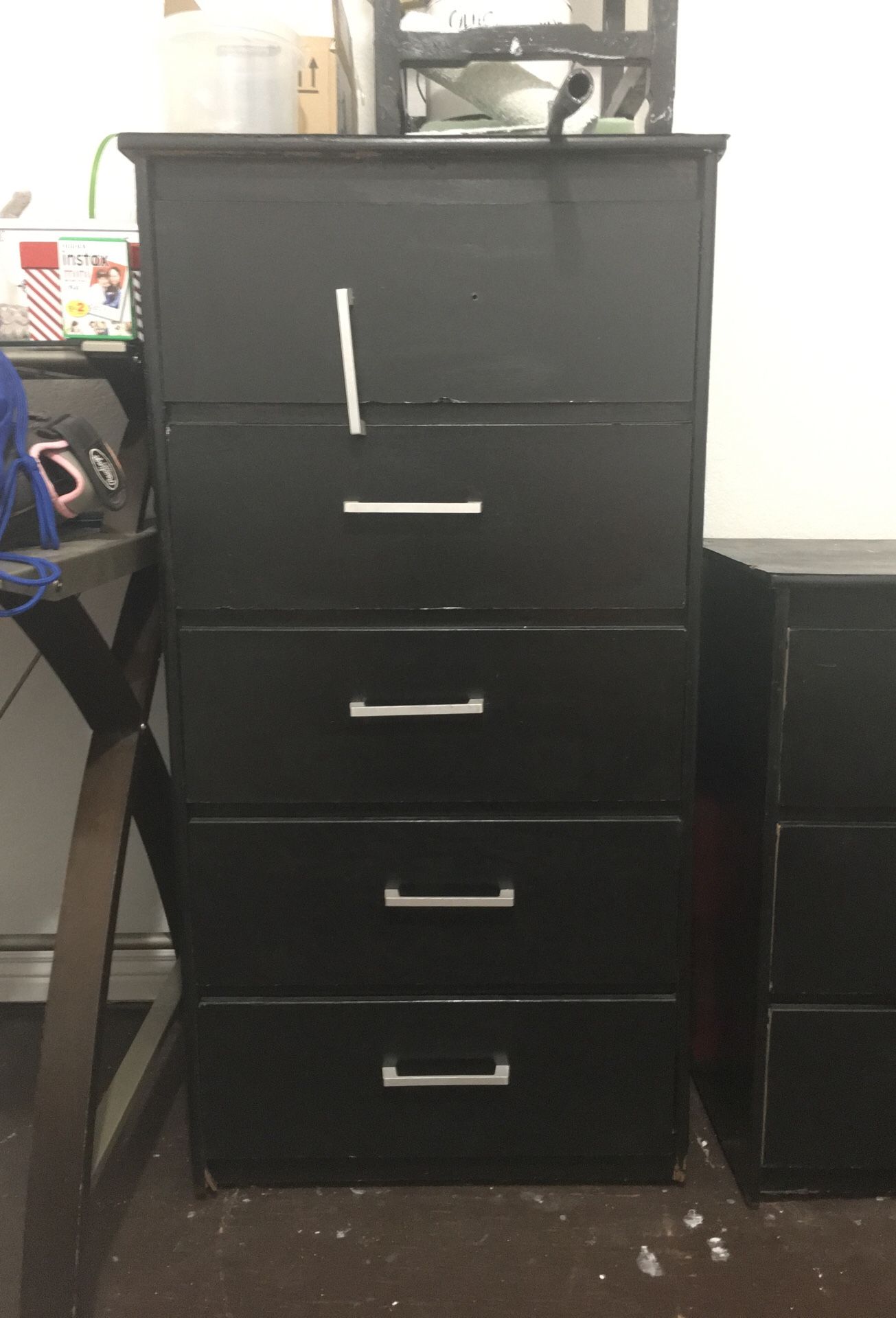 Five drawer tall dresser with six drawer long dresser