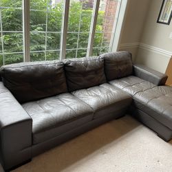 Leather Couch + Chaise Lounge