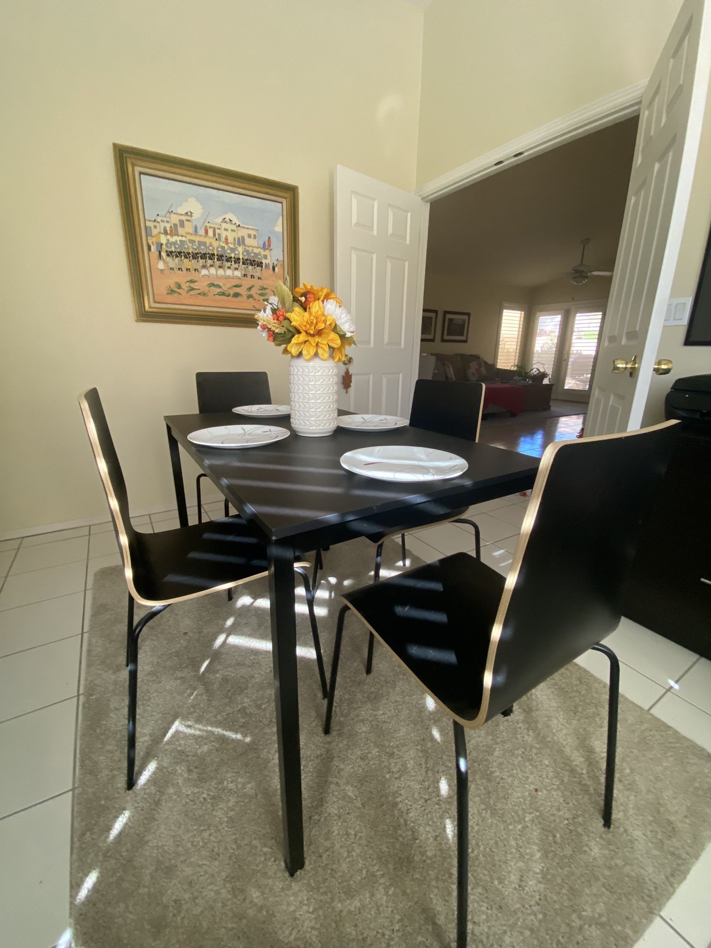 IKEA Dining Table And 4 Wood Chairs