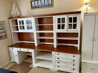 Large Wall Unit Desk and Bookcase Set