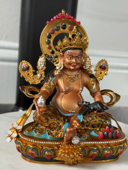 Rare Yellow Jambhala Buddha – Handmade Copper 5.11”