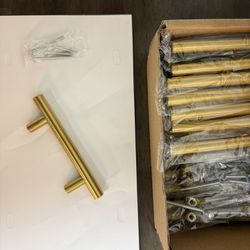 Brushed Gold Cabinet Drawer Pull Handle 3” Hole Gap