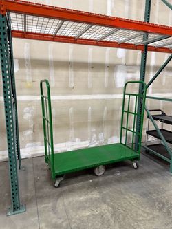 Green Steel Platform Cart with Side Guards