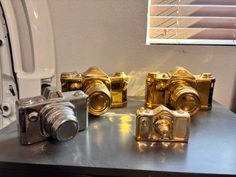 Gold and silver decorative camera set