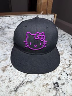 Hello Kitty x New Era 59FIFTY Fitted Hat Size 7 1/8 Black Purple Sanrio Cap
