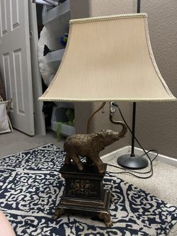 Elephant Table Lamp Antique Gold Finish
