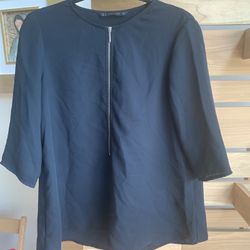 Zara Basics Black Tunic Top Size M