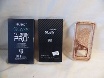 For Samsung Galaxy S8 Two Pc New 9H Tempered Glass Screen Protector & 1 used Phone Case