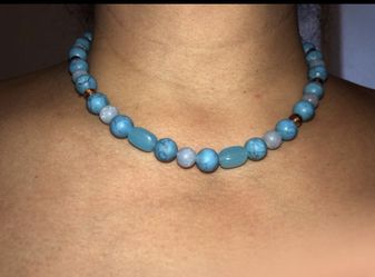 Blue chalcedony ,angelte,turquoise necklace