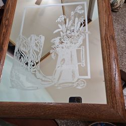 Western Theme Mirror. Approx. 19 1/2 × 24"