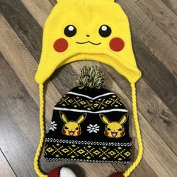 2 Pikachu Pokemon Beanie With Ears 