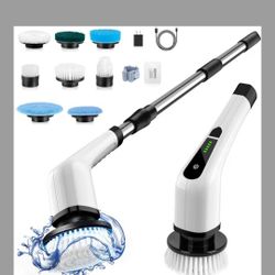 Electric Spin Scrubber, Cordless Cleaning Brush Scrubber for Home, 8 Replaceable Brush Heads-90Mins Work Time, 3 Adjustable Size, 2 Speeds for Bathroo