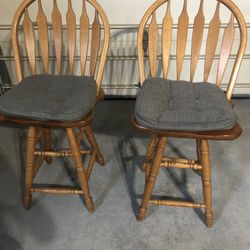 2 Solid Oak Barstools