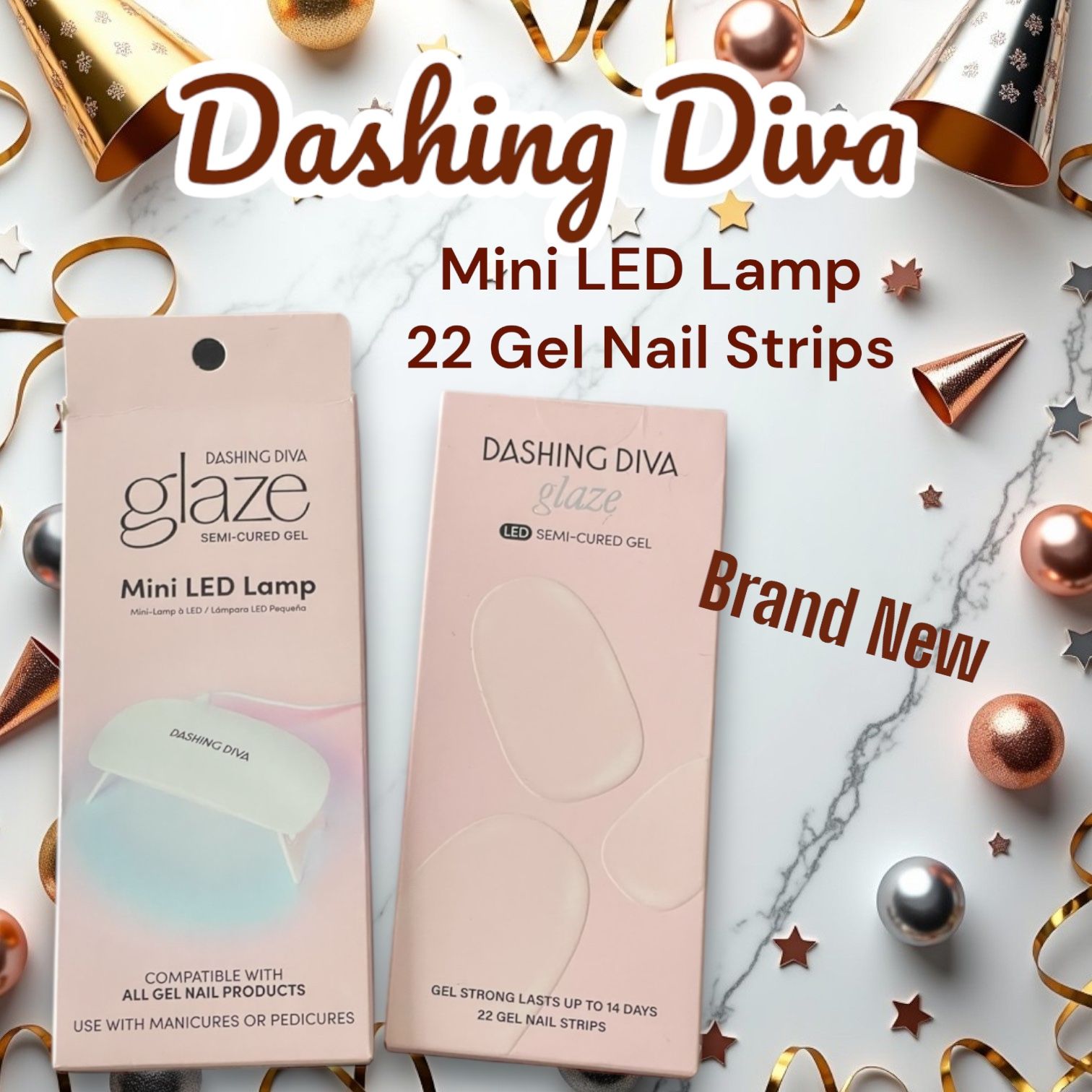BRAND NEW Dashing Diva Mini LED lamp & Gel Nail Strips