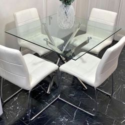 🤍🤍🤍🤍 White/CHROME dining SET 