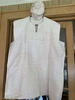 African  Men  Mud Cloth / Off White Dashiki Top