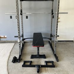 Squat Rack & Bench (with Attachments)