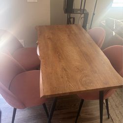Homedot - Modern Kitchen Table with Chairs Upholstered Set for 4,