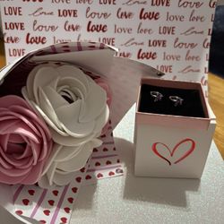 ❤️ New Set Of Sterling Silver Earrings S925 And Bouquet Of Eternal Flowers