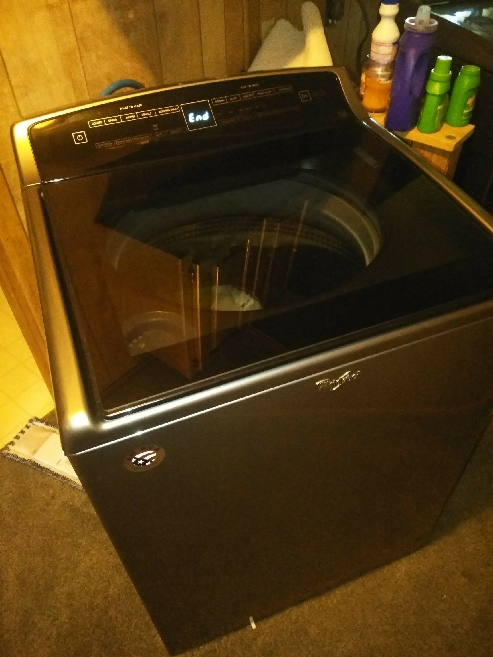 Ashley sectional and end tables and whirlpool washer and dryer
