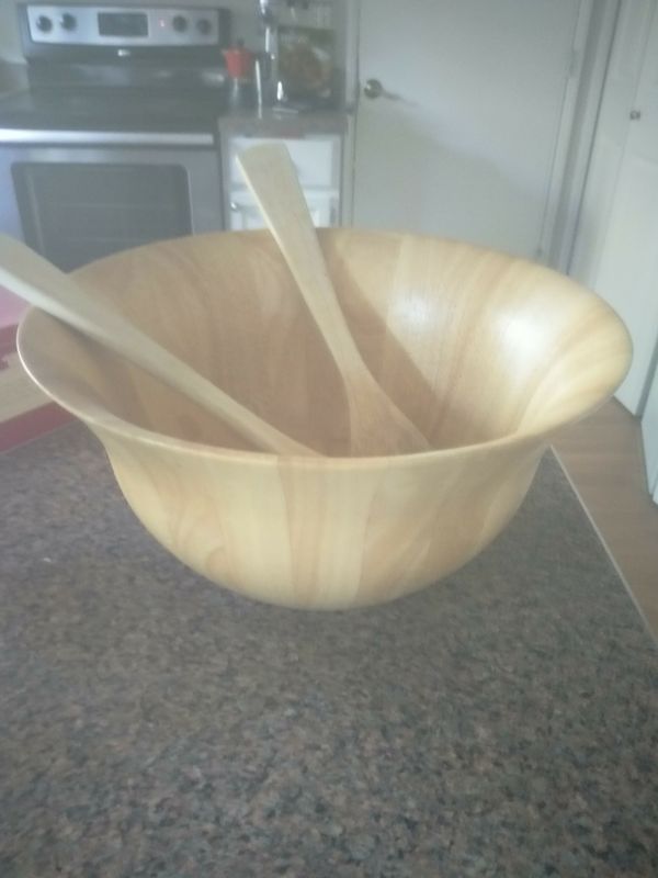 Clay Art Large Wooden Salad Bowl With Servers For In Federal Clay Art Large Wooden Salad Bowl With Servers