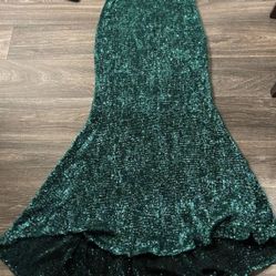 Green Sequence One Shoulder Designer Gown