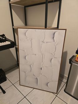 White Textured Abstract Canvas Wall Art