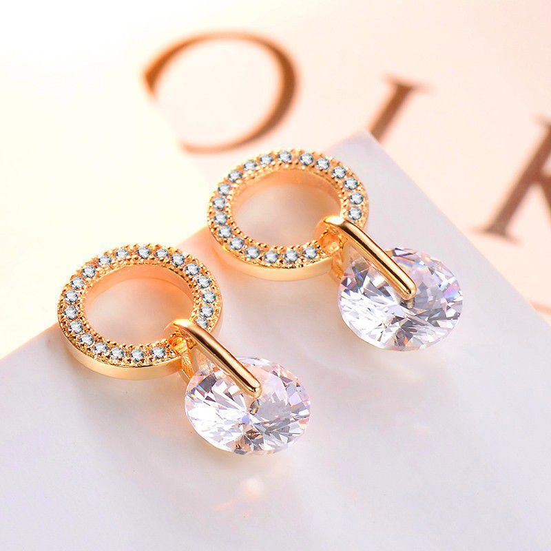 "Gold Fashion Small Circle Delicate Earrings For Women, F114


