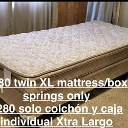 $280–Twin XL mattresses and box springs . Metal frames are sold separately. ——(USED NOT NEW) for seriously interested people only-messages only thanks