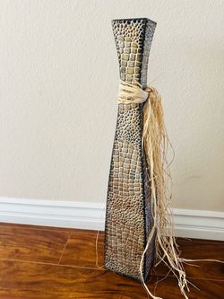 Tall Floor Vase with Raffia Accent