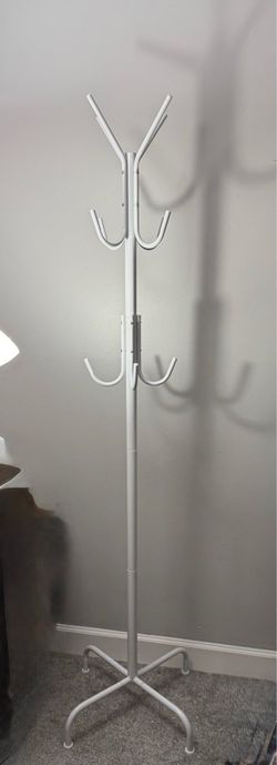 White Metal Freestanding Coat Rack