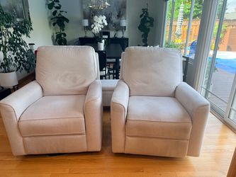 Free Pair of Cream Fabric Swivel Recliner Chairs