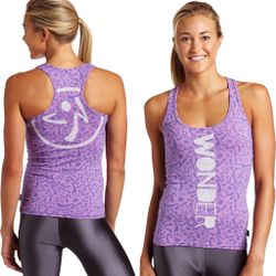 Zumba Women's athletic purple/pink Wonder Racerback Top, size Medium
