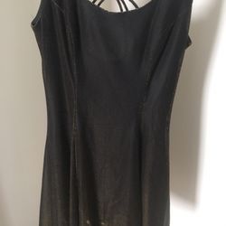 Dress. Size 6. Web Back. Black Slip Under Gold Lame 