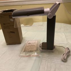 OttLite 13 Watt Magnifier Task Lamp with 2X Magnification and Swivel Base, Dark Gray
