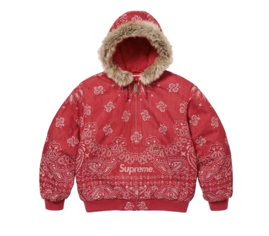SUPREME Bandana Jacquard Denim Hooded Work jacket