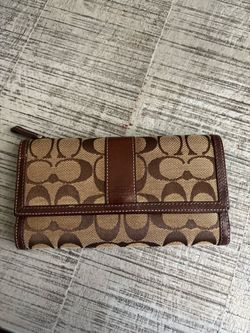 Coach Signature Canvas Checkbook/Long Flap Wallet